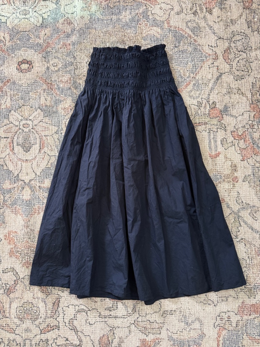 LOFT Black Smocked/Navy Sleeveless Dress